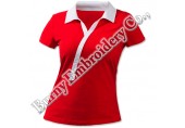 Ladies Red Short Sleeve Polyester Cotton T-Shirts Polo Shirts